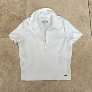 Hollister Women's White Ribbed Top